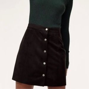 Aritzia Wilfred Free Centinela Mini Skirt Vegan Suede Button Up A-Line Size 6